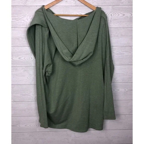 Athleta Women's Large Purana Wrap Sweatshirt Eucalyptus Olive Hooded Long Sleeve - Picture 5 of 8